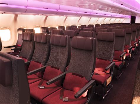 Virgin Atlantic premium economy cabin mood lighting leather seats Boeing 787