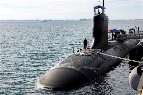 Virginia-class nuclear submarine docked at Naval Station Norfolk