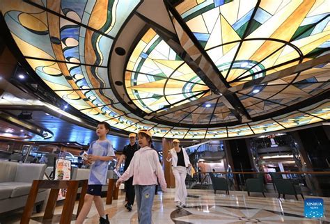 Visitors exploring the Dream cruise ship during Tianjin Shipping Expo 2025