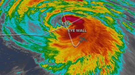 weather drone flying inside hurricane eye collecting atmospheric data