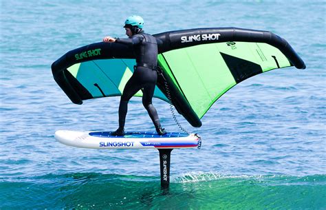 wing foiling gear, including a wing and a foilboard