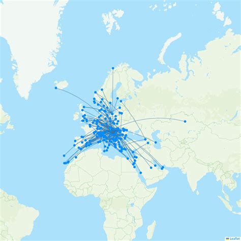 Wizz Air route map highlighting European and Middle Eastern connections