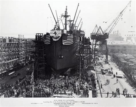 World War II Liberty Ship SS Robert E Peary rapid construction historical photo