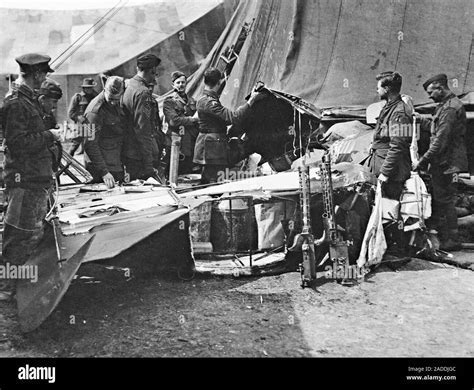 wreckage of Manfred von Richthofen’s Fokker Dr.I surrounded by Allied soldiers, 1918