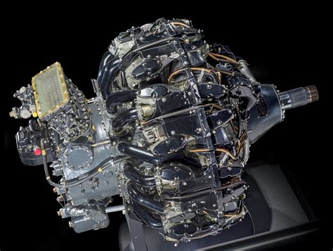 Wright R-3350 radial piston engine close-up with exposed cylinders