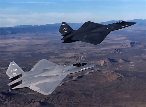 YF-23 PAV-2 in flight, showing General Electric YF120-powered configuration