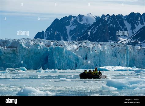 Zodiac cruise near Monaco Glacier in Spitsbergen, Svalbard